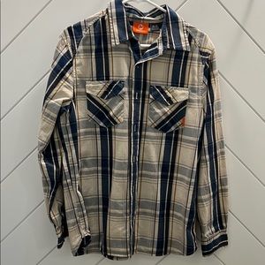 Tan & blue plaid Men’s Merrell Button down shirt